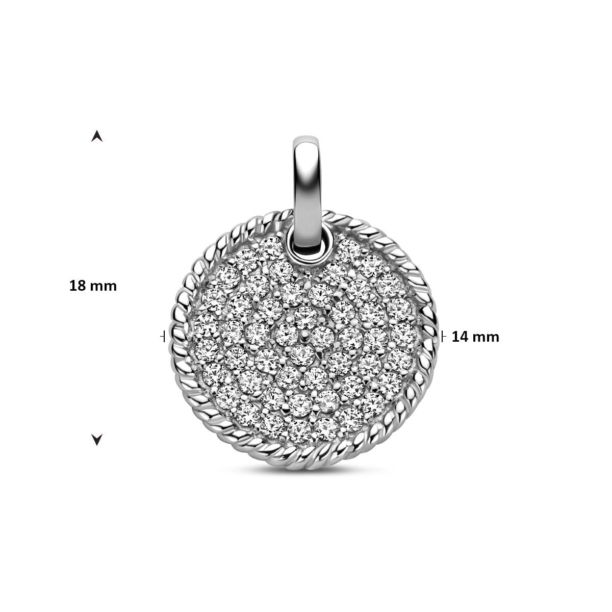 Zilveren hanger met zirkonia – gerhodineerde dameshanger met fonkelende pavé zetting