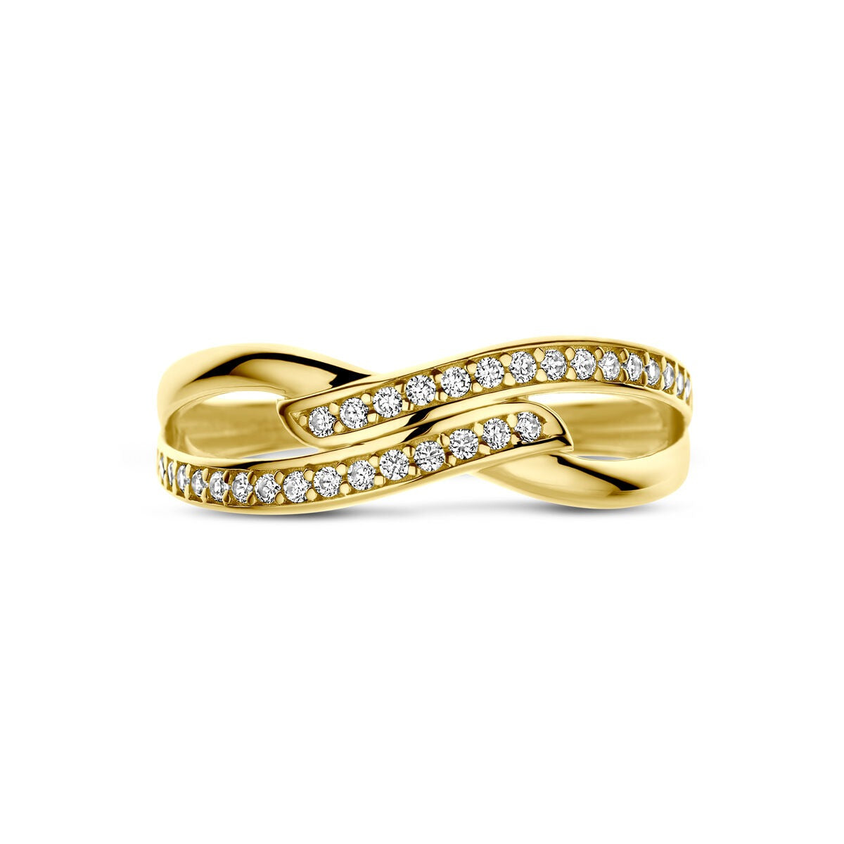 9k Geelkleurig ring zirkonia entourage