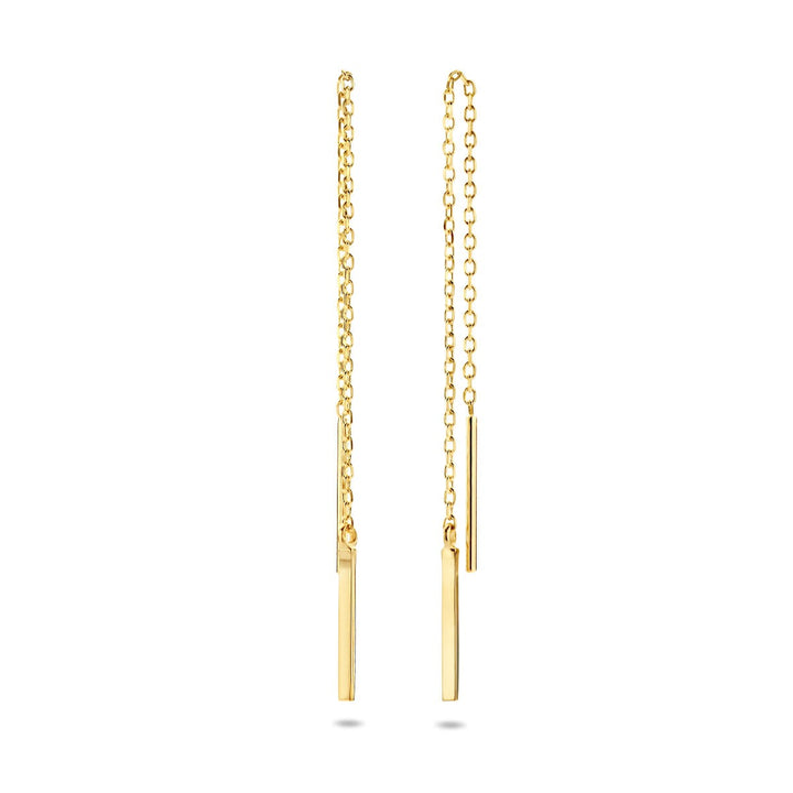 9k Geelgouden Doortrekoorbellen met Balkje