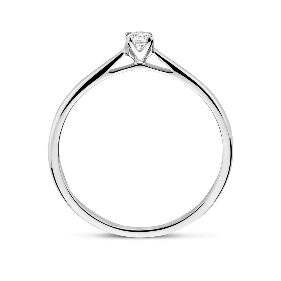 14k Witgouden damesring met 0.10ct lab grown diamant