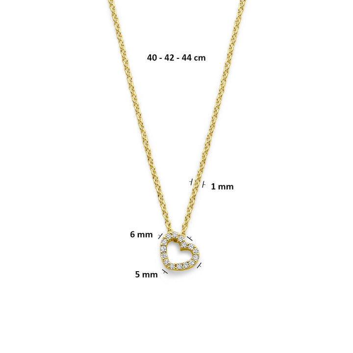 14k Geelgouden Collier met Hartje en Diamant
