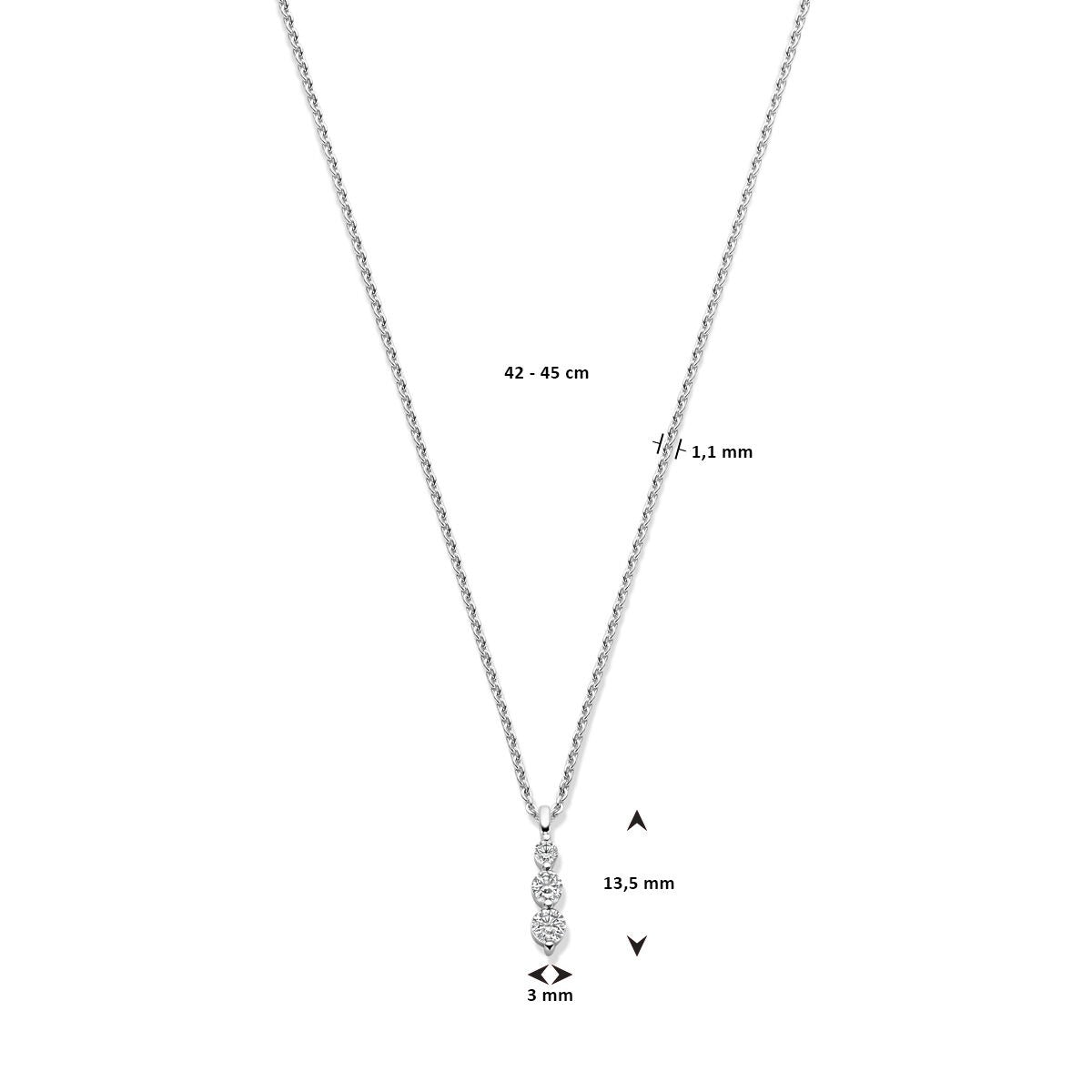Zilveren collier met zirkonia – gerhodineerd 925 zilver, 42-45 cm