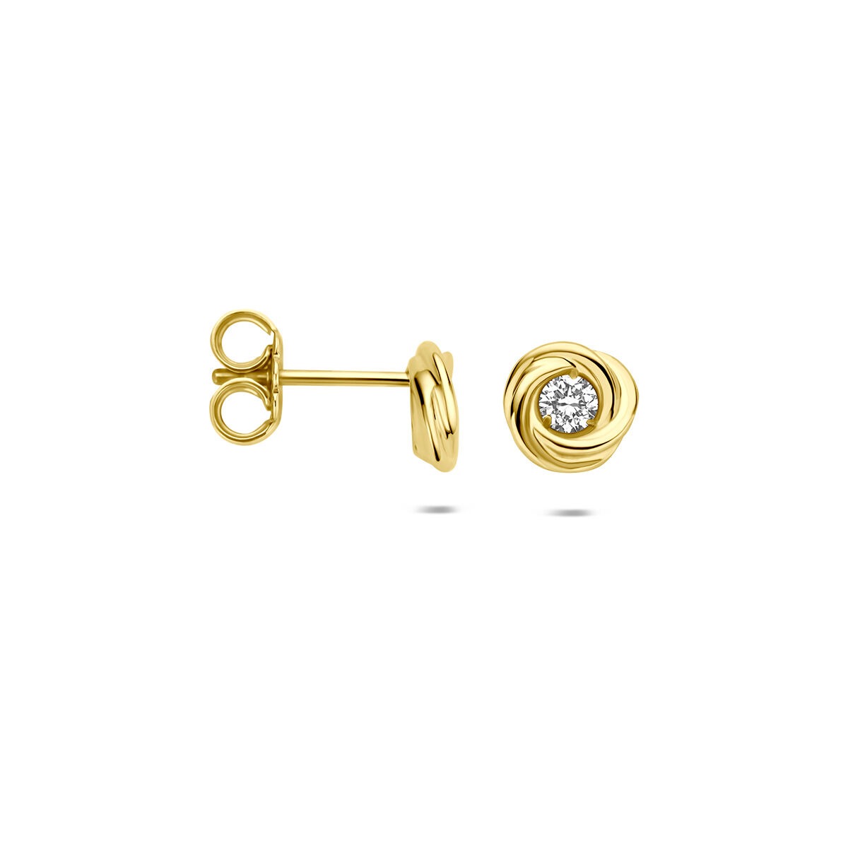 14k Geelgouden oorknoppen met lab grown diamant