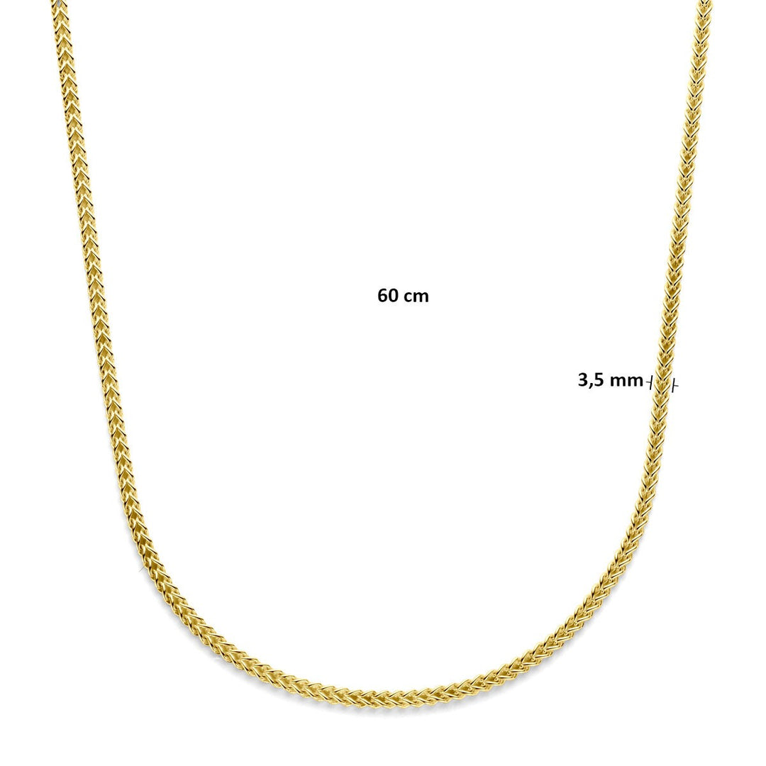 14k Geelgouden Gourmette Herenketting 60 cm met Zilverkern