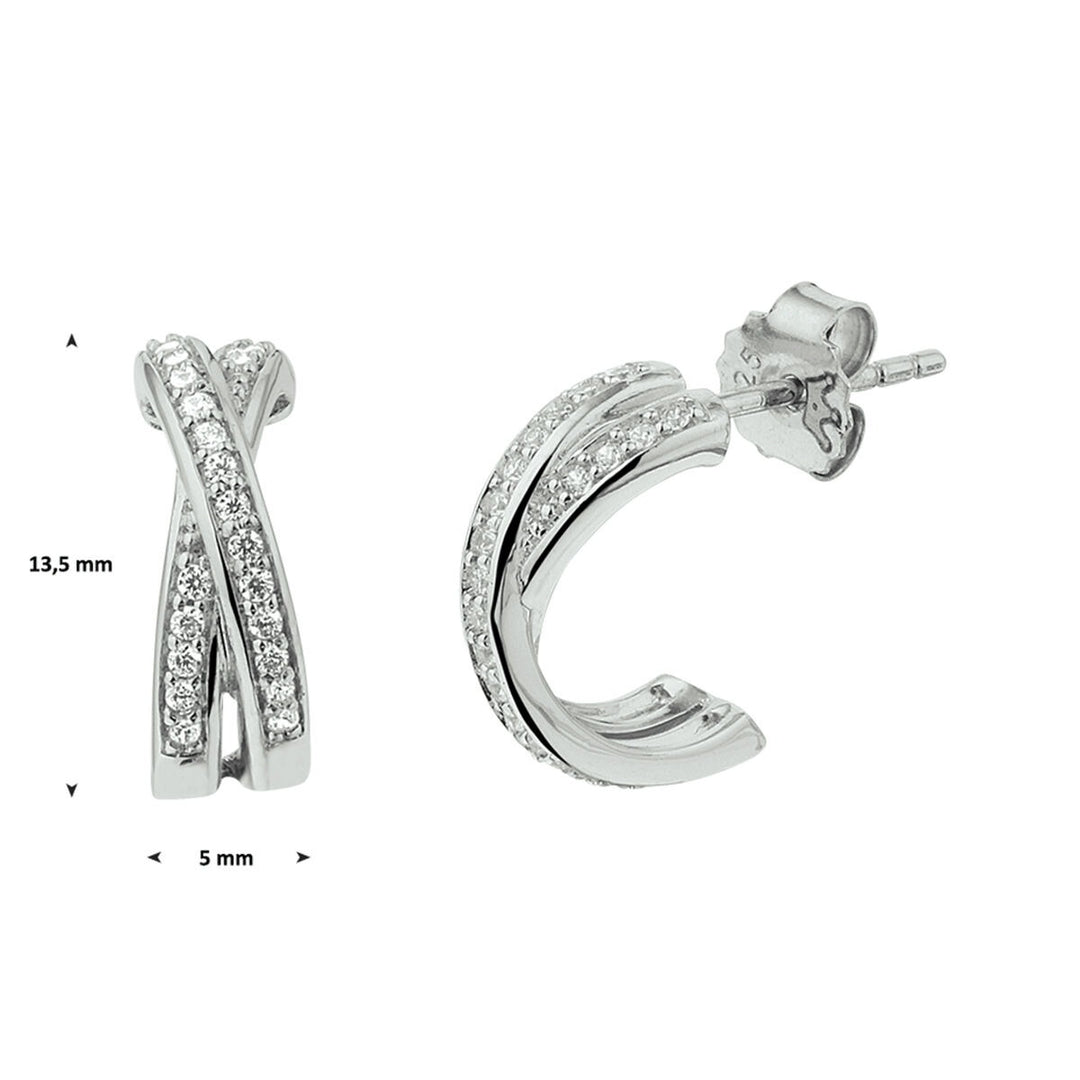 stud earrings zirconia silver rhodium plated