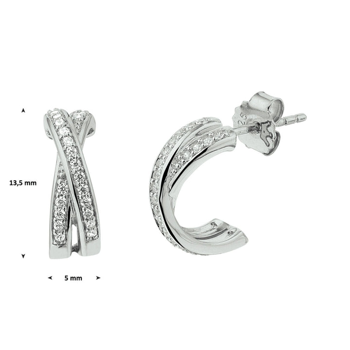 stud earrings zirconia silver rhodium plated