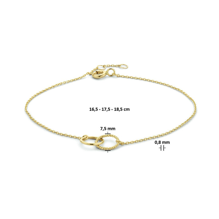 9k Geelgouden Armband met Dubbele Rondjes