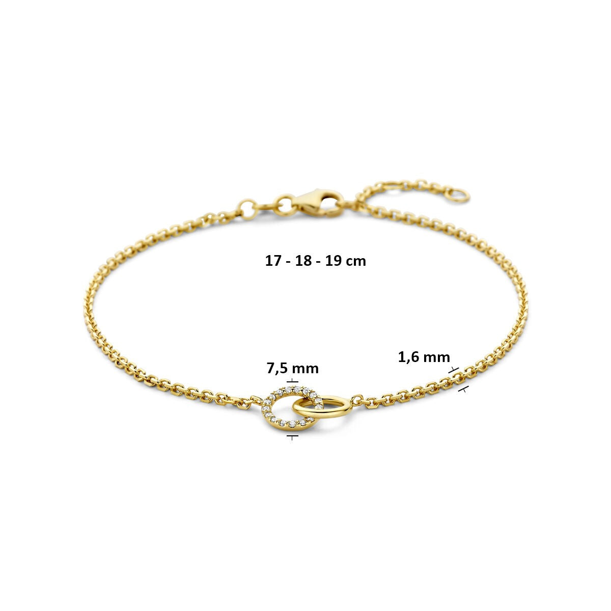 14k Geelgouden armband met lab grown diamant 0.09ct