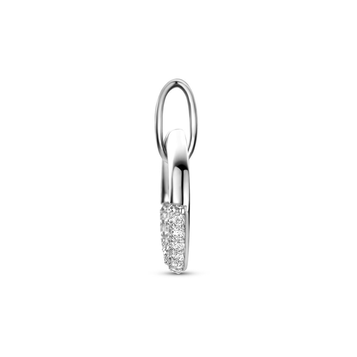 Gerhodineerd 925 zilveren ronde hanger met zirkonia