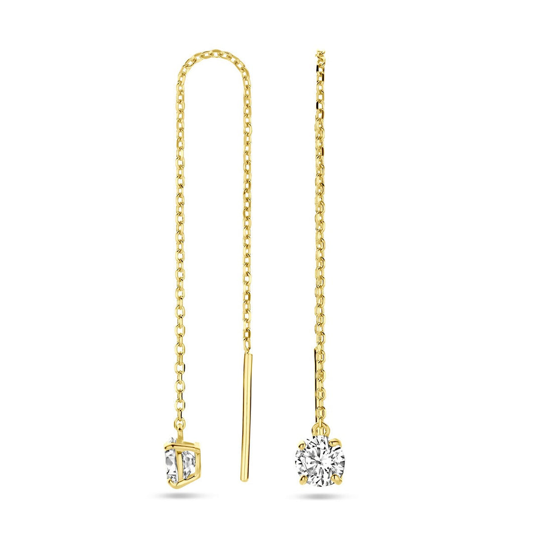 9k Geelgouden Doortrekoorbellen met Zirkonia