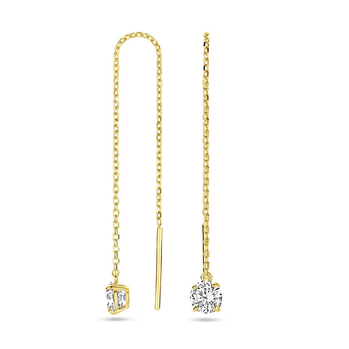 9k Geelgouden Doortrekoorbellen met Zirkonia