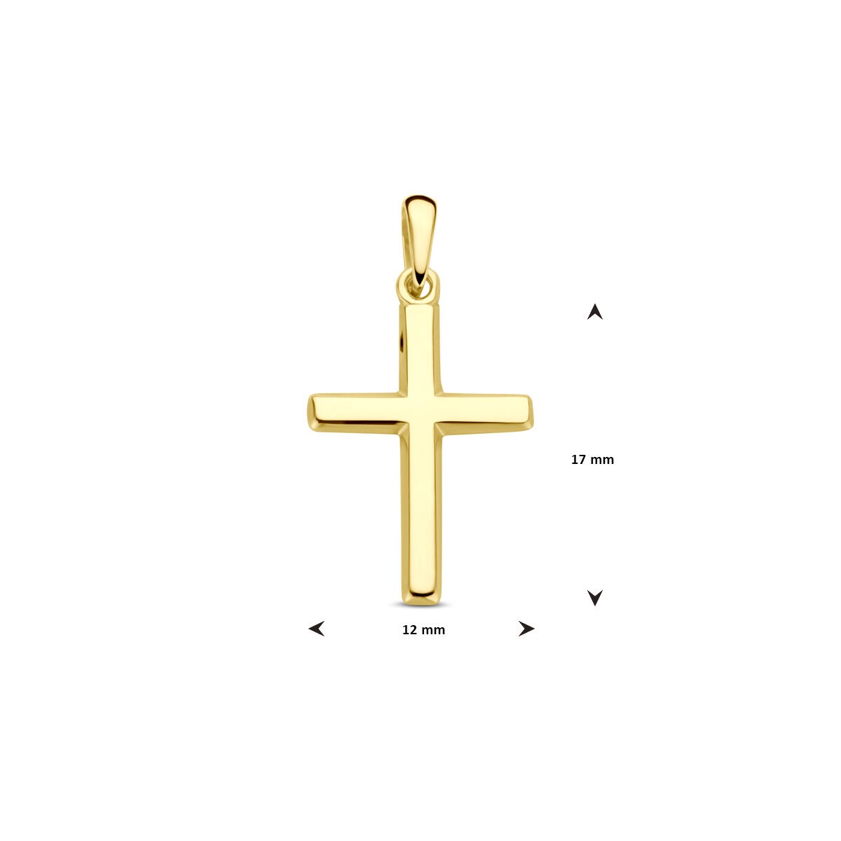 14k geelgouden kruis hanger – 17 x 12 mm