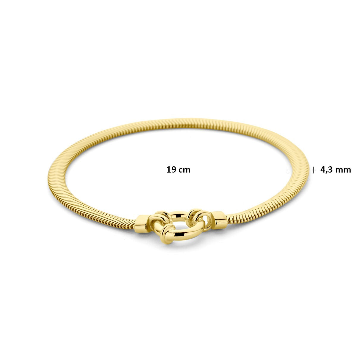 Verguld 925 zilveren armband slang plat