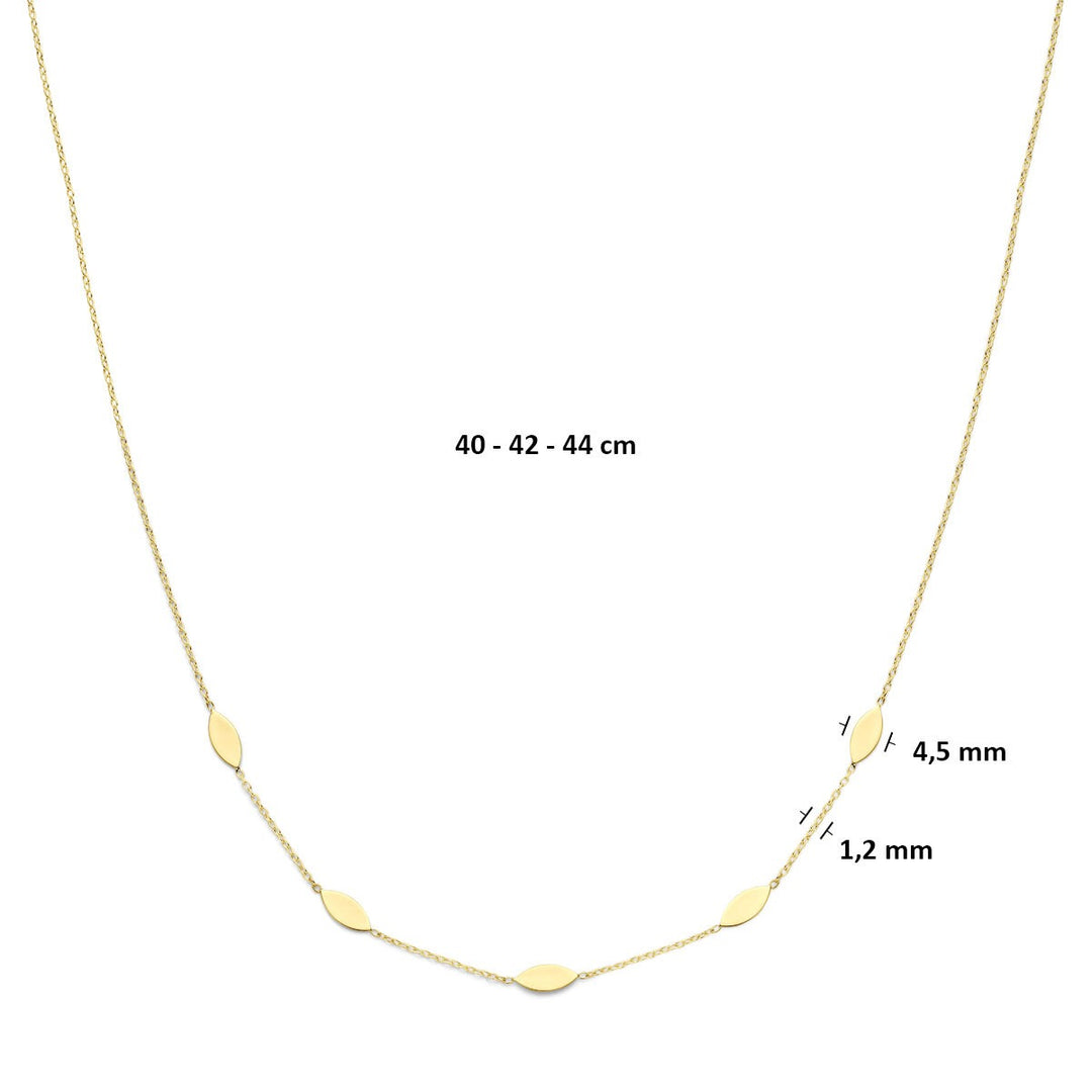 Gouden dames ketting 14k met verfijnde tussenstukken