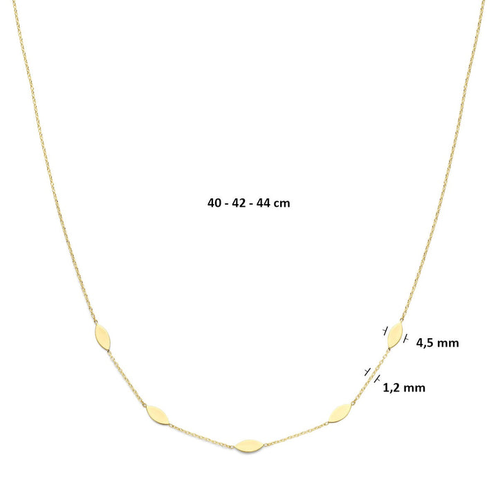 Gouden dames ketting 14k met verfijnde tussenstukken