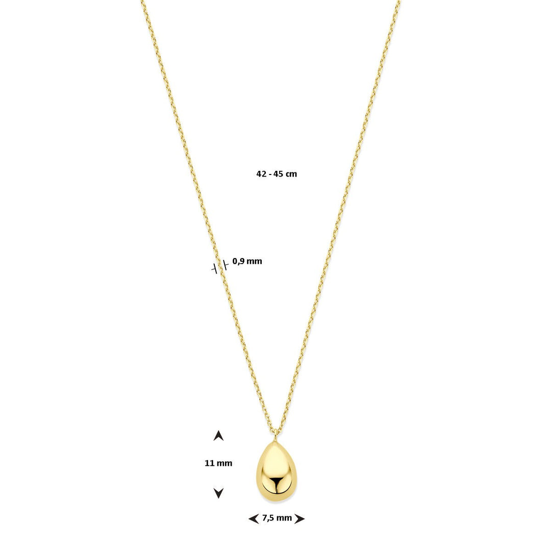 14k geelgouden collier met druppelvormige hanger