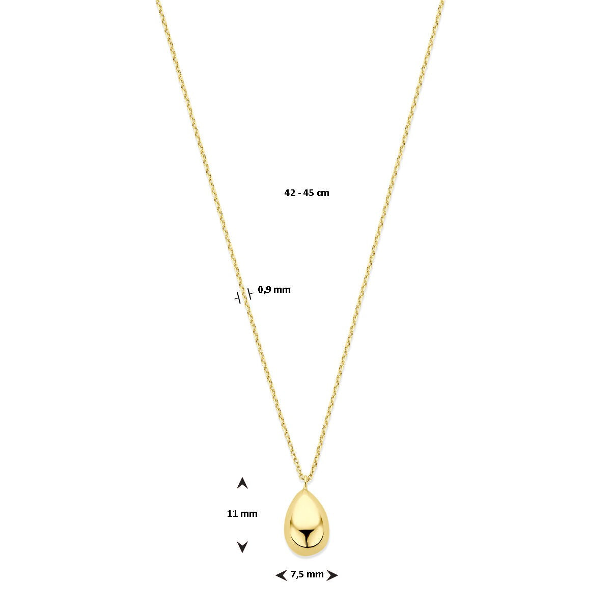 14k geelgouden collier met druppelvormige hanger