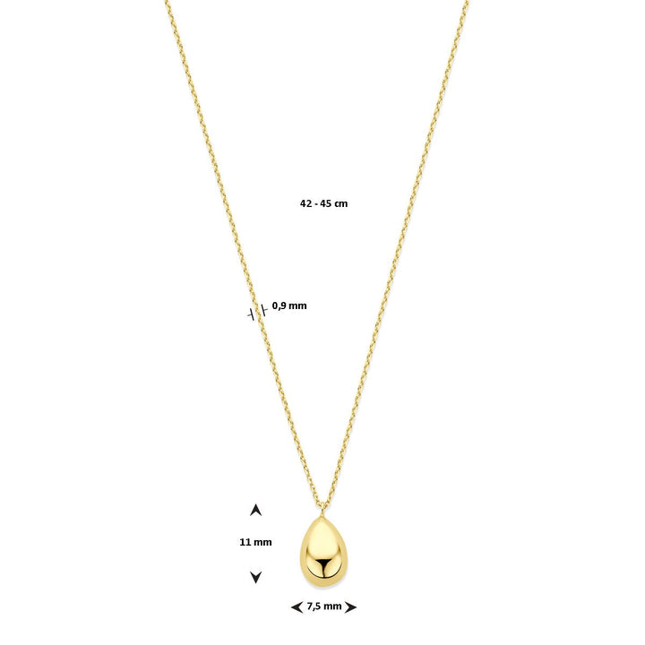 14k geelgouden collier met druppelvormige hanger