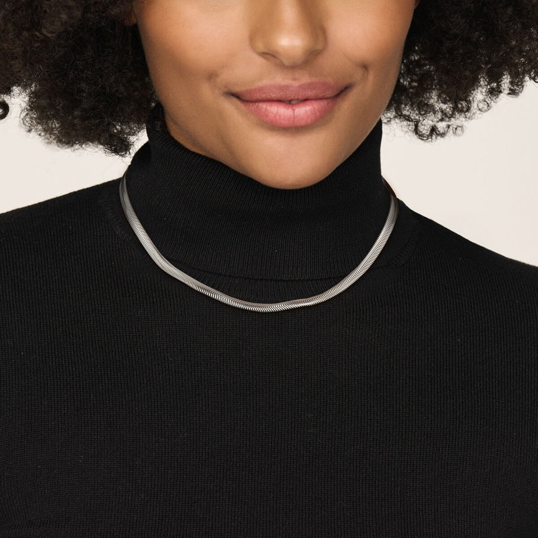 Gerhodineerd zilveren slangencollier 6,3 mm