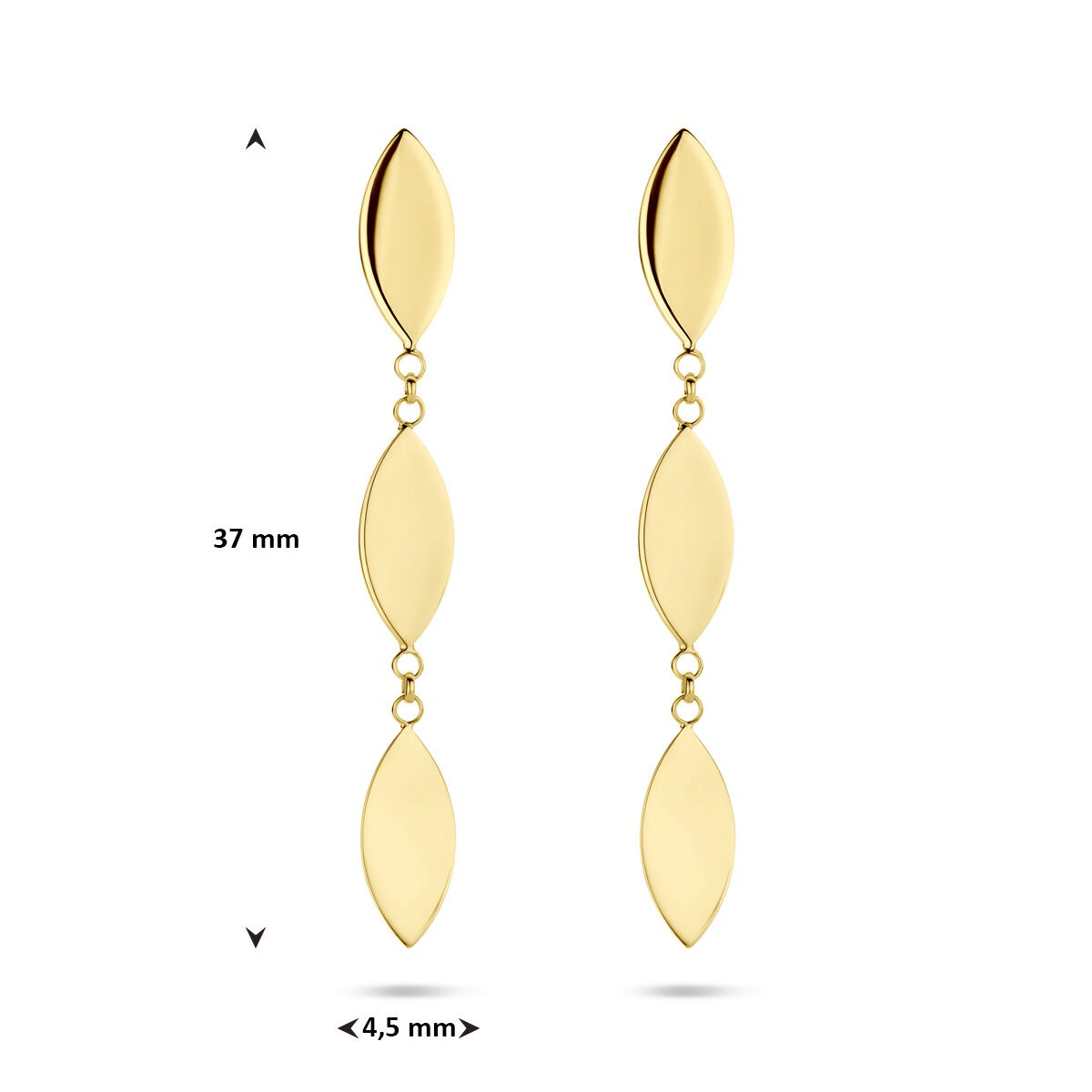 oorhangers 37 mm 14K geelgoud