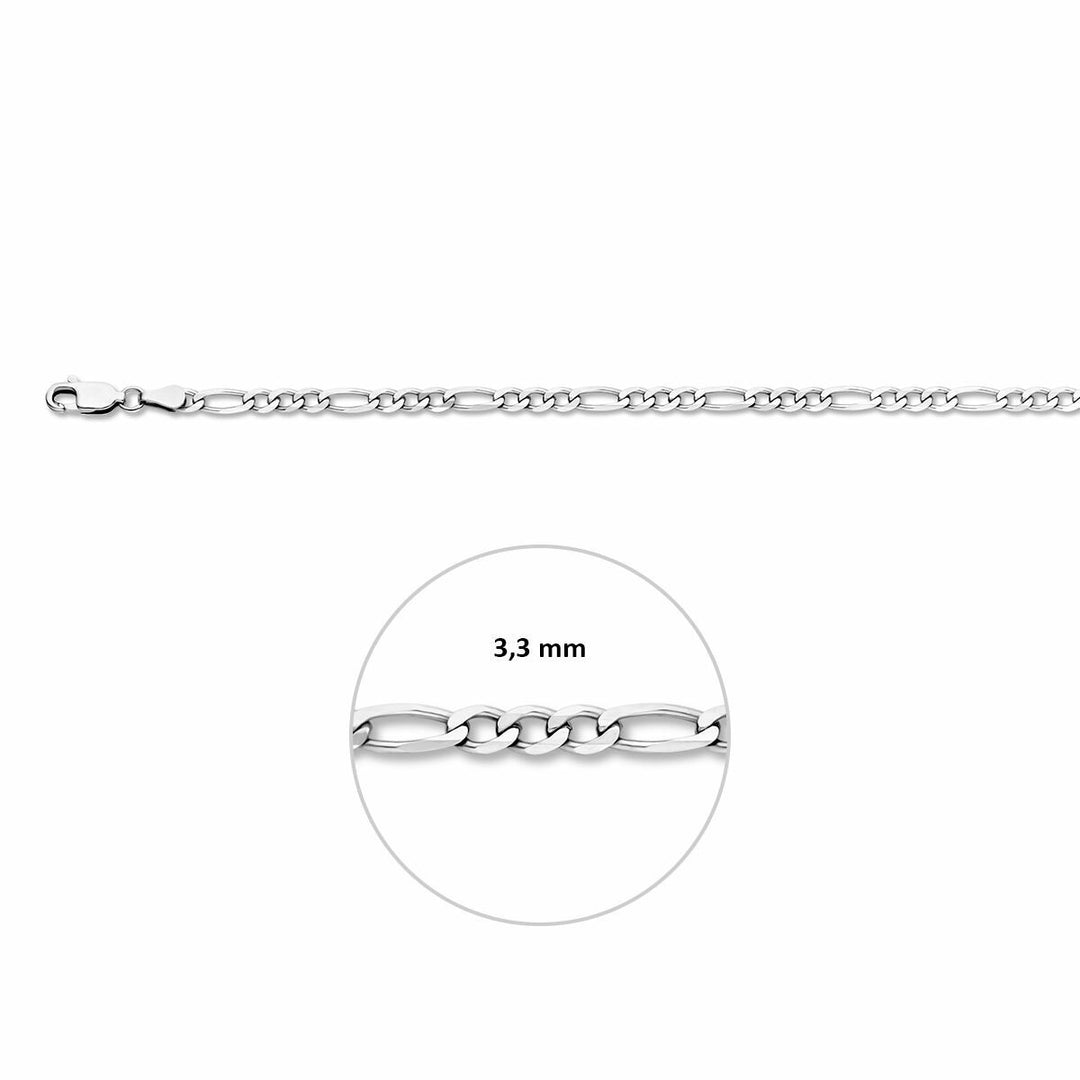 Gerhodineerd zilveren figaro ketting dames – 3.3 mm