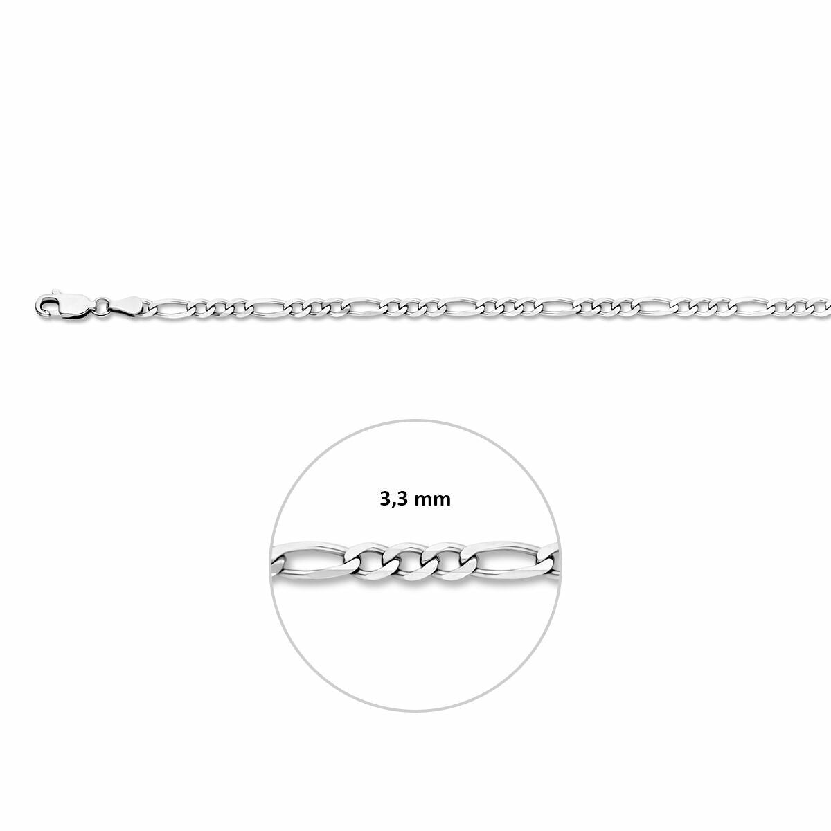 Gerhodineerd zilveren figaro ketting dames – 3.3 mm