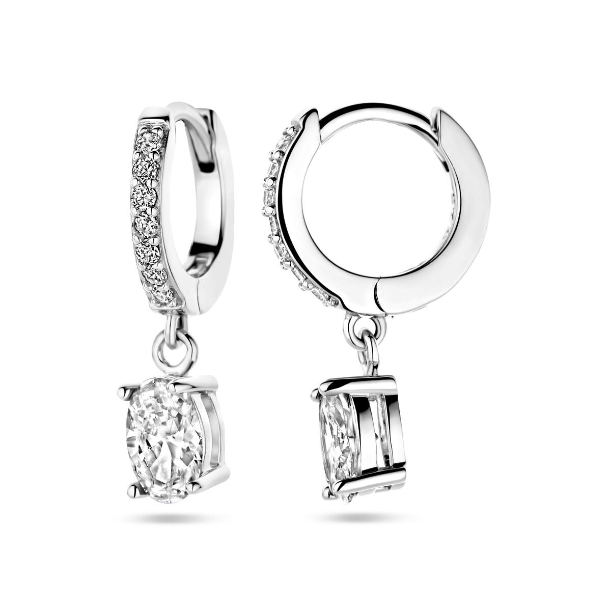 drop earrings zirconia silver rhodium plated