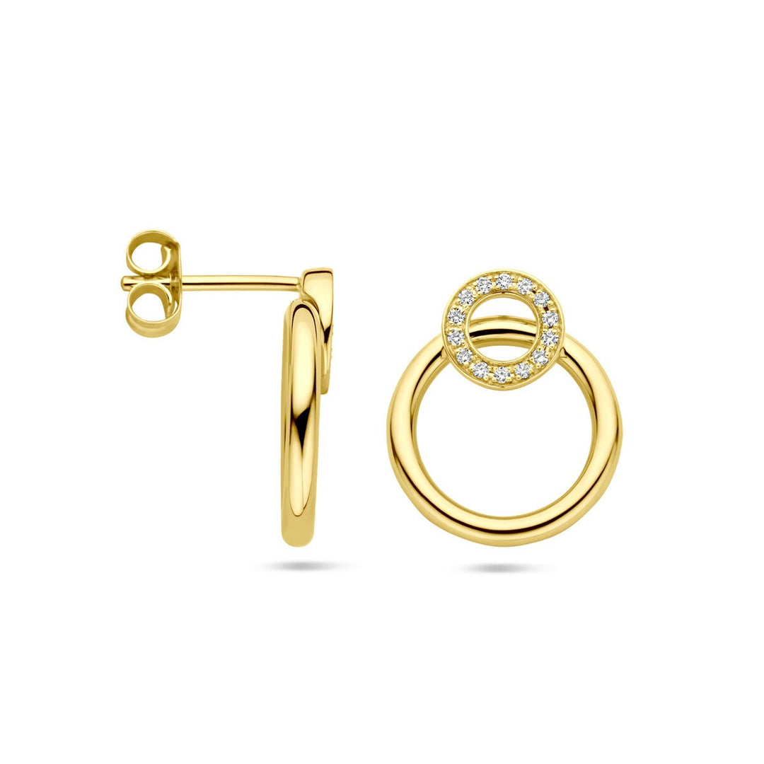 14k Geelgouden Oorknoppen met Diamant