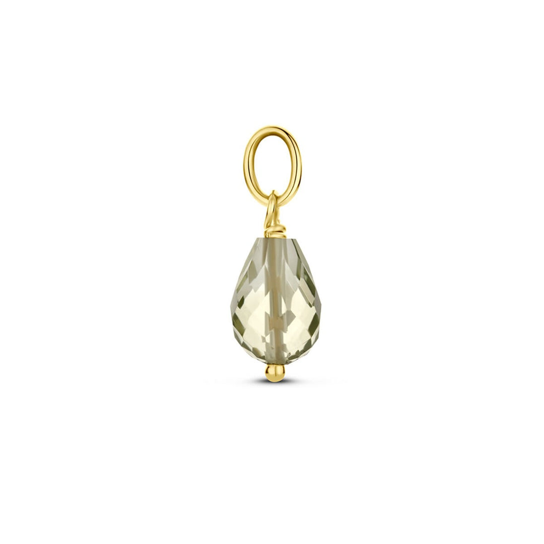 14k Geelgouden Hanger met Groene Amethist – Briolette Geslepen