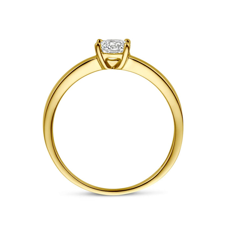 Verguld geel 925 zilveren ring met zirkonia