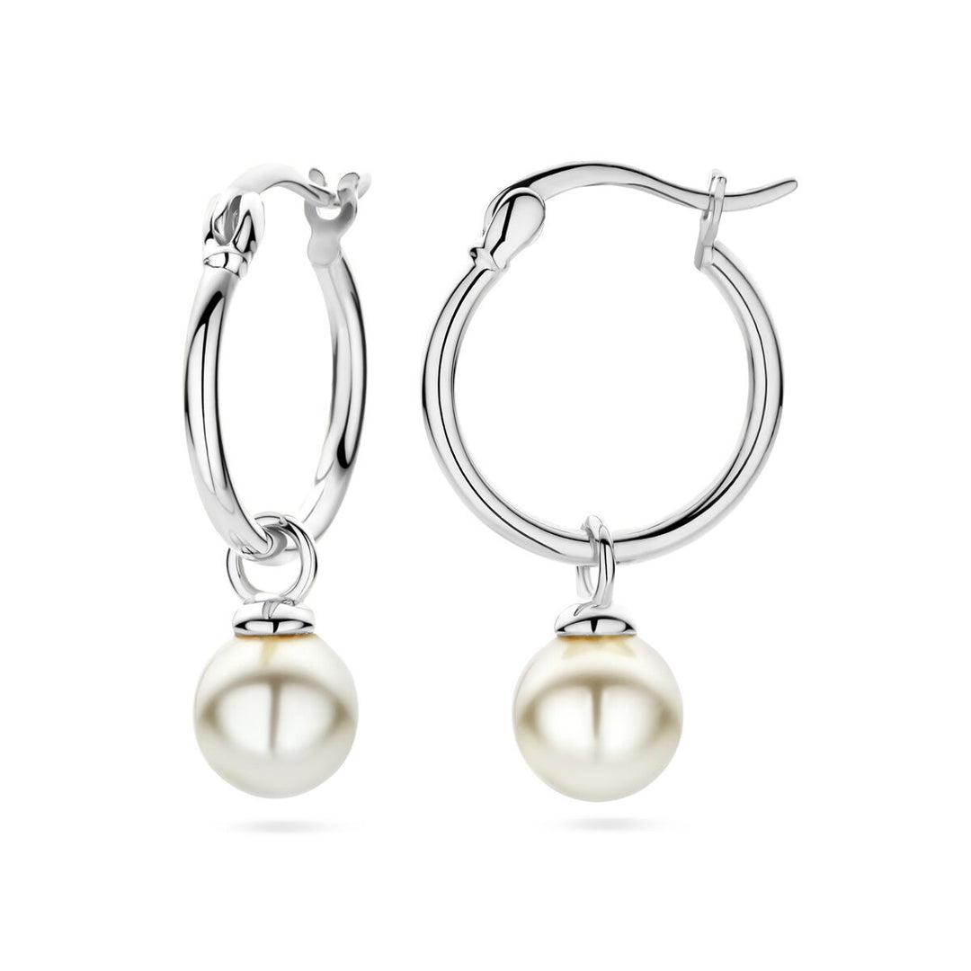 earrings synth. pearl silver rhodium plated