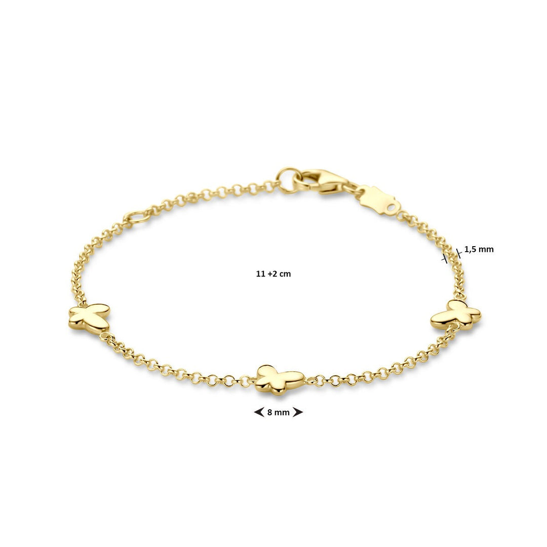 14k Geelgouden Armband met Vlinders