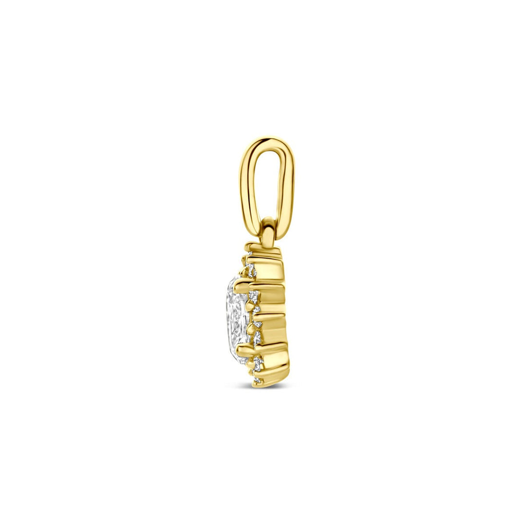 14k Geelgouden hanger met lab grown diamant 0,21 ct