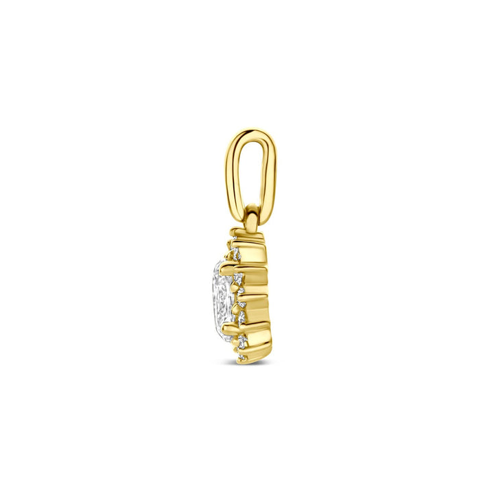 14k Geelgouden hanger met lab grown diamant 0,21 ct