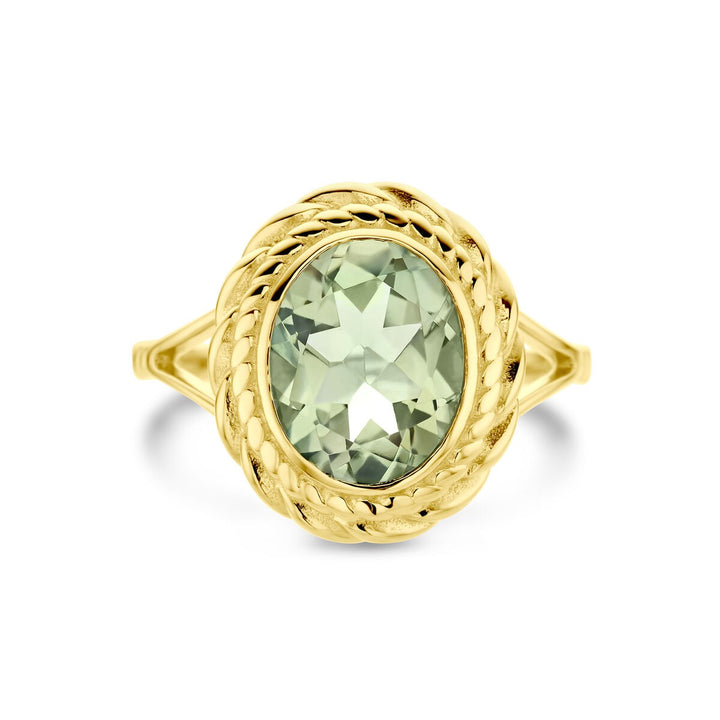 Gouden Ring 14k met Groene Amethist – Entourage Zetting