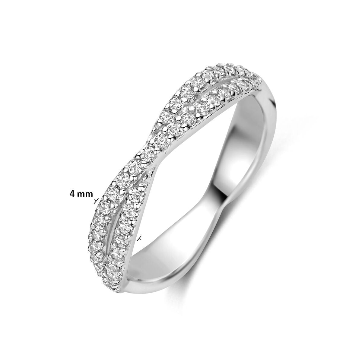 Gerhodineerd 925 zilveren ring met zirkonia