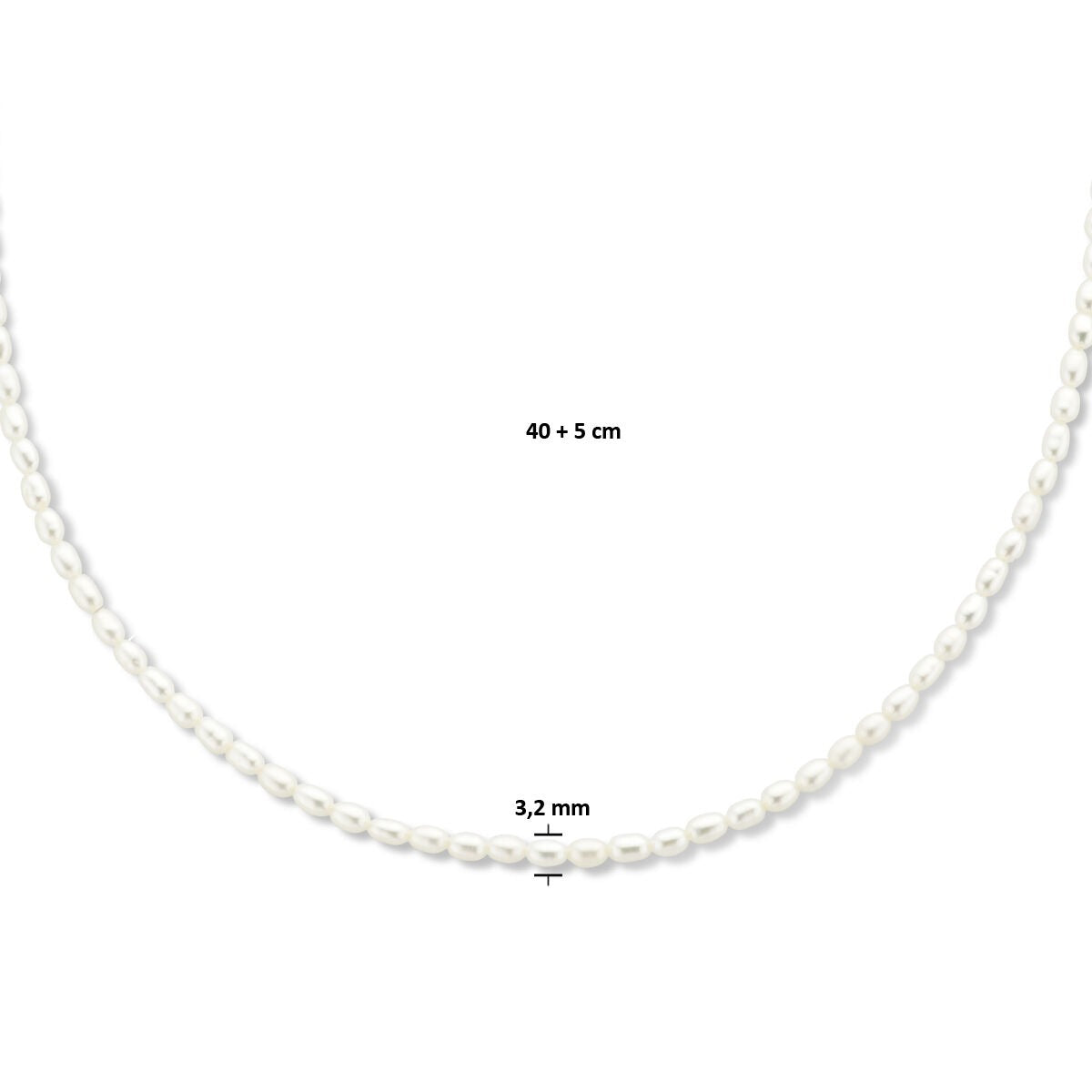 necklace pearl 3.2 mm 40 + 5 cm 3 micron silver gold plated (yellow)