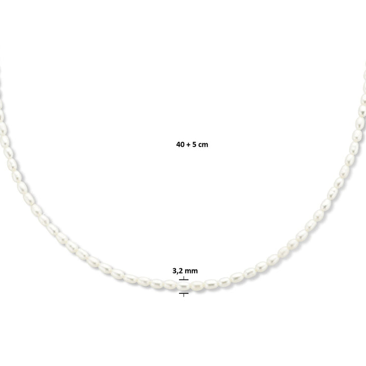 necklace pearl 3.2 mm 40 + 5 cm 3 micron silver gold plated (yellow)