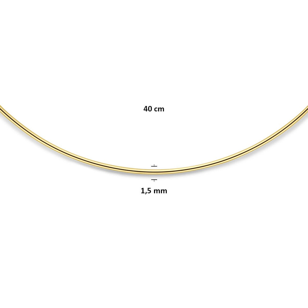 Gouden ketting zonder hanger 14k spang met karabijnsluiting 1,5 mm 40 cm