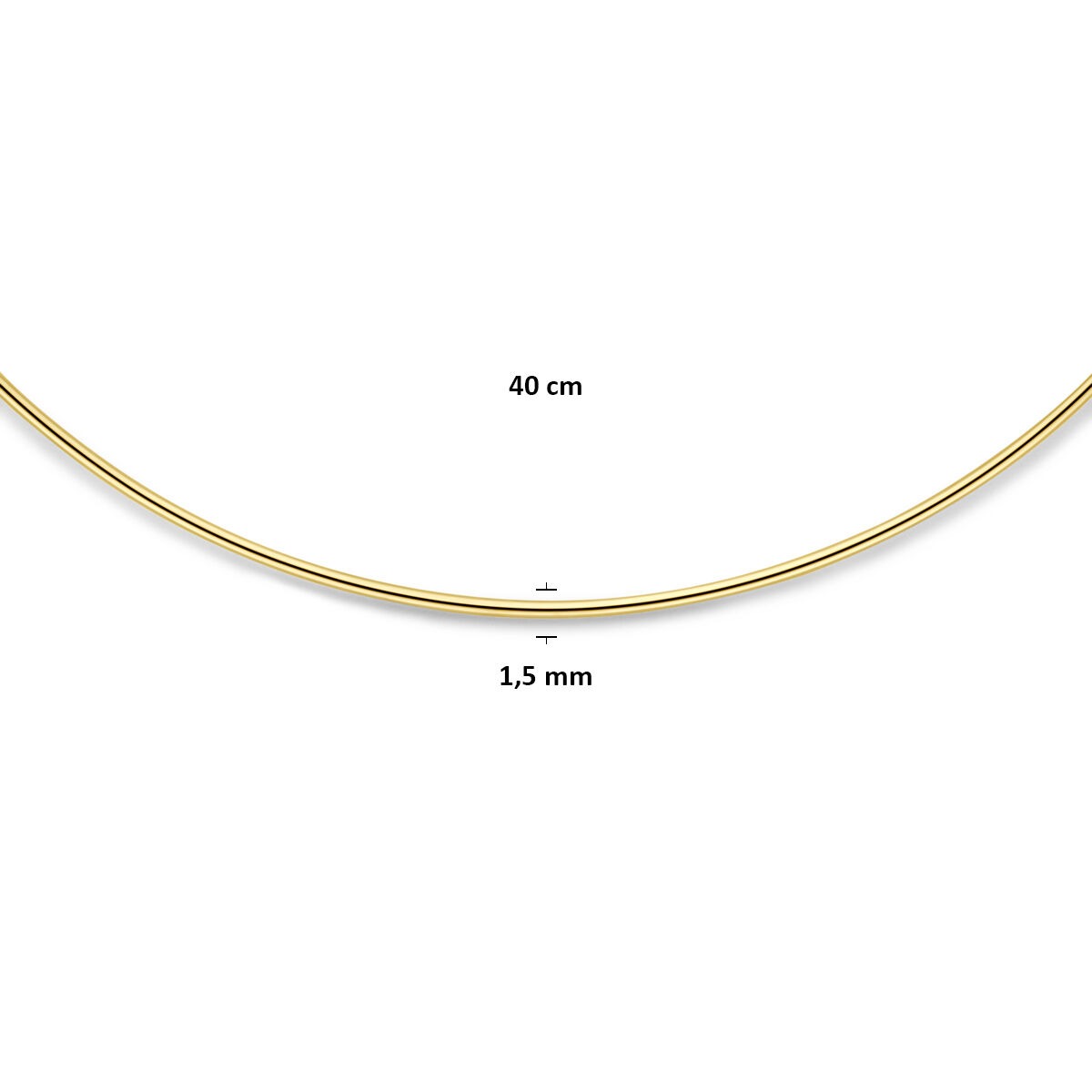 Gouden ketting zonder hanger 14k spang met karabijnsluiting 1,5 mm 40 cm
