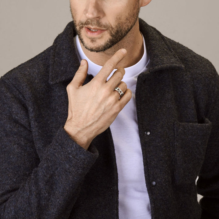 Zilveren heren zegelring – geoxideerd 925 zilver, 10 mm breed