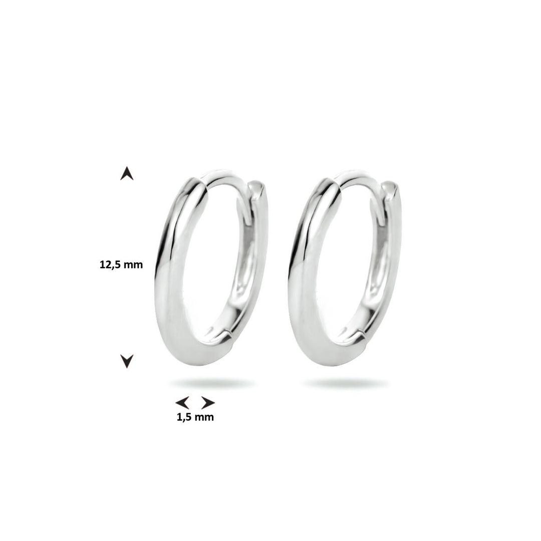 Gerhodineerd Zilveren Klapoorringen – Half-Rond 12.5 mm