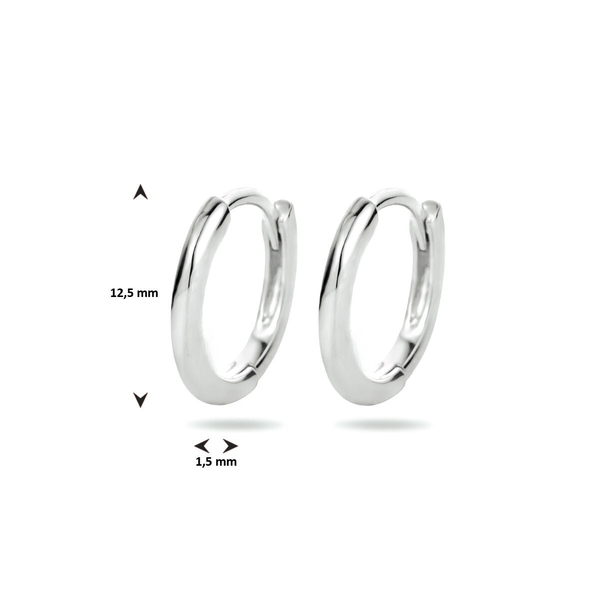 Gerhodineerd Zilveren Klapoorringen – Half-Rond 12.5 mm