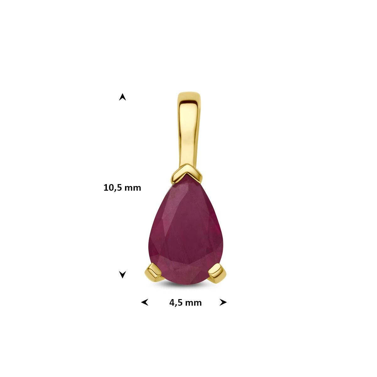 14k Geelgouden hanger met robijn