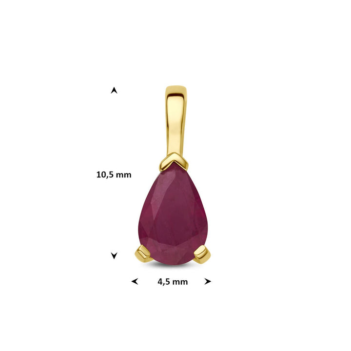 14k Geelgouden hanger met robijn