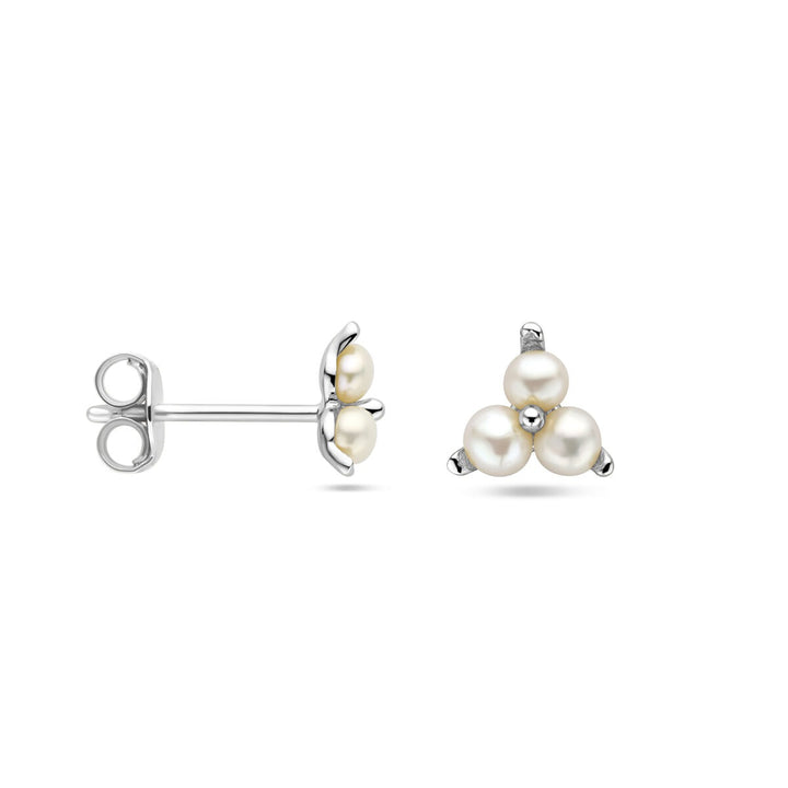 ear studs pearl silver rhodium plated