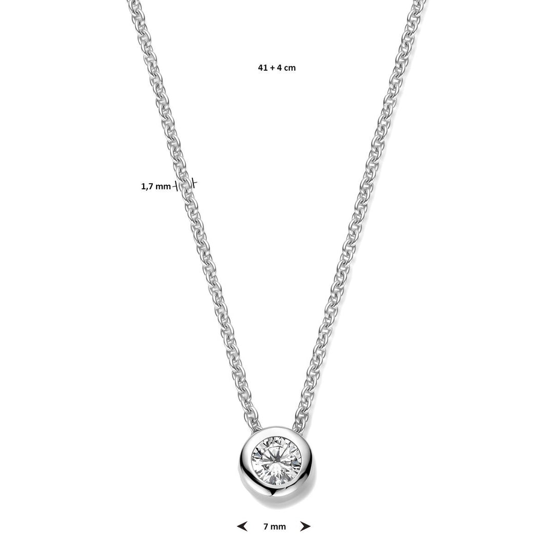 Zilveren collier met zirkonia – gerhodineerd 925 zilver (set)