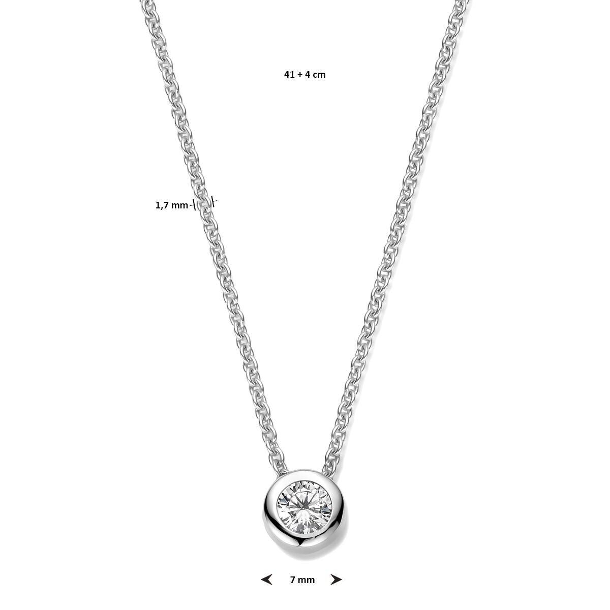 necklace zirconia 41 + 4 cm silver rhodium plated