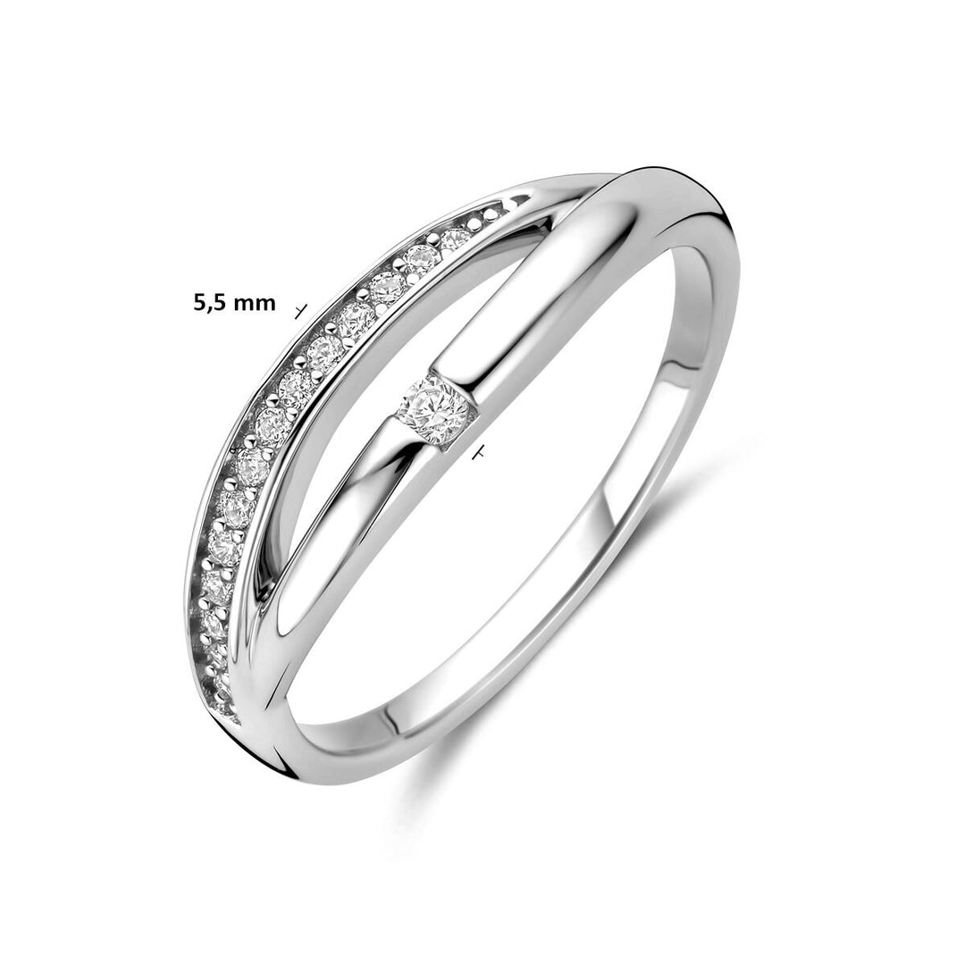 Zilveren dames ring met zirkonia – Gerhodineerd entourage ontwerp