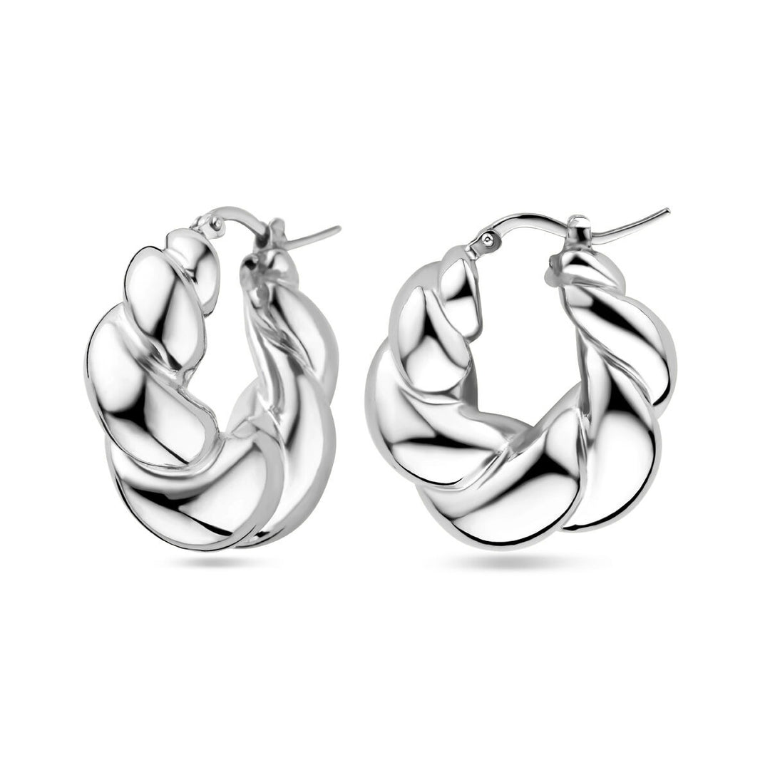 earrings twisted silver rhodium plated